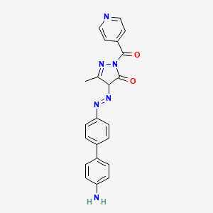 molecular formula C22H18N6O2 B13995402 4-[(E)-(4'-Amino[1,1'-biphenyl]-4-yl)diazenyl]-5-methyl-2-(pyridine-4-carbonyl)-2,4-dihydro-3H-pyrazol-3-one CAS No. 78503-80-7