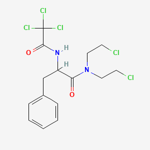 molecular formula C15H17Cl5N2O2 B13995427 N,N-bis(2-chloroethyl)-3-phenyl-2-[(2,2,2-trichloroacetyl)amino]propanamide CAS No. 1462-77-7