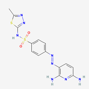 molecular formula C14H14N8O2S2 B13995454 4-[(2,6-diaminopyridin-3-yl)diazenyl]-N-(5-methyl-1,3,4-thiadiazol-2-yl)benzenesulfonamide CAS No. 29817-74-1