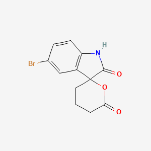 molecular formula C12H10BrNO3 B13995455 5-bromospiro[1H-indole-3,6'-oxane]-2,2'-dione CAS No. 64230-55-3