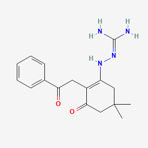 molecular formula C17H22N4O2 B13995578 2-[(5,5-Dimethyl-3-oxo-2-phenacylcyclohexen-1-yl)amino]guanidine CAS No. 58137-29-4