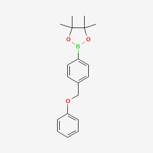 molecular formula C19H23BO3 B1399645 4,4,5,5-Tetramethyl-2-(4-phenoxymethyl-phenyl)-[1,3,2]dioxaborolane CAS No. 946409-21-8