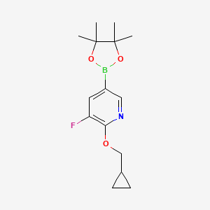 molecular formula C15H21BFNO3 B13996768 2-(Cyclopropylmethoxy)-3-fluoro-5-(4,4,5,5-tetramethyl-1,3,2-dioxaborolan-2-yl)pyridine 