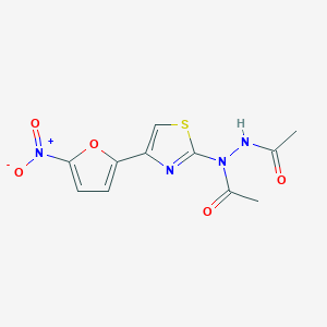 molecular formula C11H10N4O5S B13996818 N'-acetyl-N'-[4-(5-nitrofuran-2-yl)-1,3-thiazol-2-yl]acetohydrazide CAS No. 91091-92-8