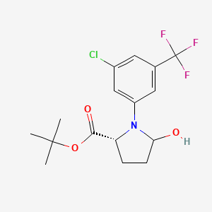 molecular formula C16H19ClF3NO3 B13996927 tert-Butyl (2R)-1-(3-chloro-5-(trifluoromethyl)phenyl)-5-hydroxypyrrolidine-2-carboxylate 