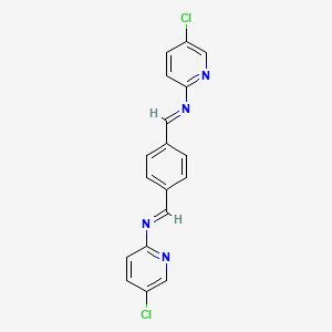 molecular formula C18H12Cl2N4 B13996962 N-(5-chloropyridin-2-yl)-1-[4-[(5-chloropyridin-2-yl)iminomethyl]phenyl]methanimine CAS No. 42365-94-6