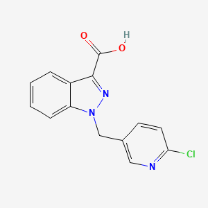 molecular formula C14H10ClN3O2 B13997029 1-[(6-Chloropyridin-3-yl)methyl]-1H-indazole-3-carboxylic acid CAS No. 920019-64-3