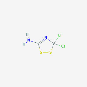 molecular formula C2H2Cl2N2S2 B13997056 5,5-Dichloro-1,2,4-dithiazol-3-amine CAS No. 90229-84-8