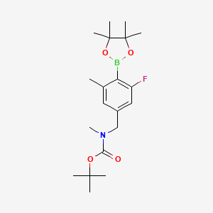 molecular formula C20H31BFNO4 B13997071 tert-Butyl (3-fluoro-5-methyl-4-(4,4,5,5-tetramethyl-1,3,2-dioxaborolan-2-yl)benzyl)(methyl)carbamate 