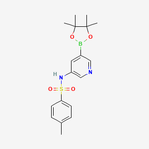 molecular formula C18H23BN2O4S B1399716 4-甲基-N-(5-(4,4,5,5-四甲基-1,3,2-二氧杂硼环-2-基)吡啶-3-基)苯磺酰胺 CAS No. 1162681-06-2