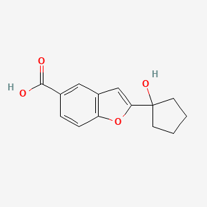molecular formula C14H14O4 B1399728 2-(1-Hydroxycyclopentyl)benzofuran-5-carboxylic acid CAS No. 1154060-69-1