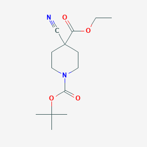 molecular formula C14H22N2O4 B1399730 1-tert-Butyl 4-ethyl 4-cyanopiperidine-1,4-dicarboxylate CAS No. 1016258-66-4