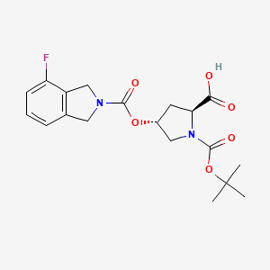 molecular formula C19H23FN2O6 B1399739 (2S,4R)-1-(tert-Butoxycarbonyl)-4-((4-fluoroisoindoline-2-carbonyl)oxy)pyrrolidine-2-carboxylic acid CAS No. 1013925-90-0