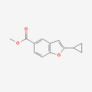 B1399770 2-Cyclopropyl-benzofuran-5-carboxylic acid methyl ester CAS No. 1154060-96-4