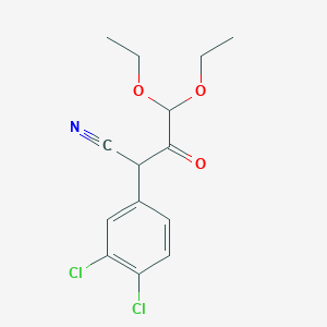 molecular formula C14H15Cl2NO3 B13997779 2-(3,4-Dichlorophenyl)-4,4-diethoxy-3-oxobutanenitrile CAS No. 20535-52-8