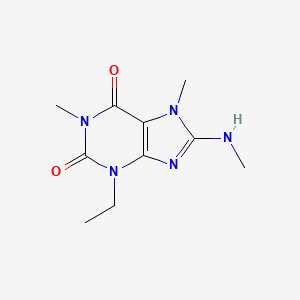 molecular formula C10H15N5O2 B13998042 3-Ethyl-1,7-dimethyl-8-(methylamino)purine-2,6-dione CAS No. 7464-78-0