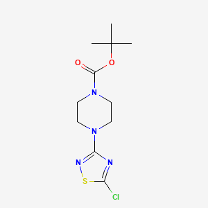 molecular formula C11H17ClN4O2S B1399848 4-(5-Chloro-[1,2,4]thiadiazol-3-yl)-piperazine-1-carboxylic acid tert-butyl ester CAS No. 887623-94-1