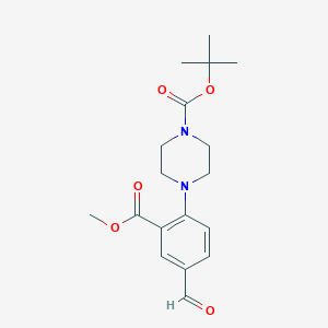molecular formula C18H24N2O5 B1399874 Tert-butyl 4-[4-formyl-2-(methoxycarbonyl)phenyl]piperazine-1-carboxylate CAS No. 1312118-07-2