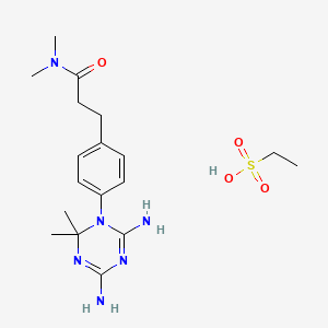 molecular formula C18H30N6O4S B13999055 3-[4-(4,6-diamino-2,2-dimethyl-1,3,5-triazin-1-yl)phenyl]-N,N-dimethylpropanamide;ethanesulfonic acid CAS No. 50508-09-3