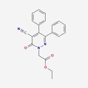 molecular formula C21H17N3O3 B13999076 1(6H)-Pyridazineacetic acid, 5-cyano-6-oxo-3,4-diphenyl-, ethyl ester CAS No. 82232-20-0