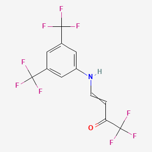 molecular formula C12H6F9NO B13999087 4-[3,5-Bis(trifluoromethyl)anilino]-1,1,1-trifluorobut-3-en-2-one 