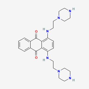 molecular formula C26H34N6O2 B13999135 9,10-Anthracenedione, 1,4-bis((1-(piperazinyl)ethyl)amino)- CAS No. 65271-73-0