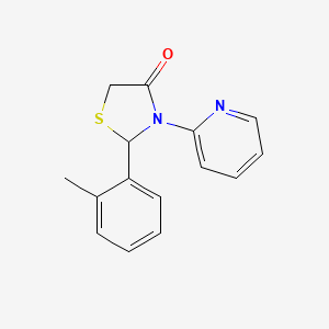 molecular formula C15H14N2OS B13999147 2-(2-Methylphenyl)-3-pyridin-2-yl-1,3-thiazolidin-4-one CAS No. 71979-07-2