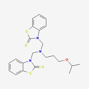 molecular formula C22H25N3OS4 B13999204 3-[[3-Propan-2-yloxypropyl-[(2-sulfanylidene-1,3-benzothiazol-3-yl)methyl]amino]methyl]-1,3-benzothiazole-2-thione CAS No. 63304-37-0