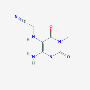 molecular formula C8H11N5O2 B13999215 2-[(4-Amino-1,3-dimethyl-2,6-dioxopyrimidin-5-yl)amino]acetonitrile CAS No. 7468-65-7