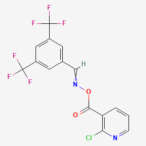 molecular formula C15H7ClF6N2O2 B13999227 3-{[({[3,5-Bis(trifluoromethyl)phenyl]methylene}amino)oxy]carbonyl}-2-chloropyridine 