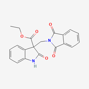 molecular formula C20H16N2O5 B13999228 ethyl 3-[(1,3-dioxoisoindol-2-yl)methyl]-2-oxo-1H-indole-3-carboxylate CAS No. 64230-58-6