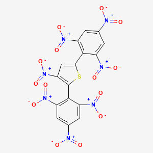 molecular formula C16H5N7O14S B13999297 3-Nitro-2,5-bis(2,4,6-trinitrophenyl)thiophene CAS No. 59776-85-1