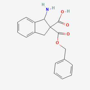 molecular formula C18H17NO4 B13999310 1-Amino-2-phenylmethoxycarbonyl-1,3-dihydroindene-2-carboxylic acid 