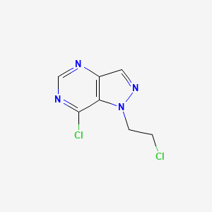 molecular formula C7H6Cl2N4 B13999711 7-Chloro-1-(2-chloroethyl)-1H-pyrazolo[4,3-d]pyrimidine CAS No. 923282-75-1