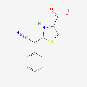 molecular formula C12H12N2O2S B13999849 4-Thiazolidinecarboxylicacid, 2-(cyanophenylmethyl)- CAS No. 91392-86-8