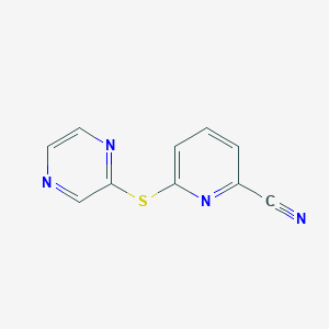 molecular formula C10H6N4S B1399992 6-(吡嗪-2-基硫基)吡啶-2-甲腈 CAS No. 1489127-72-1