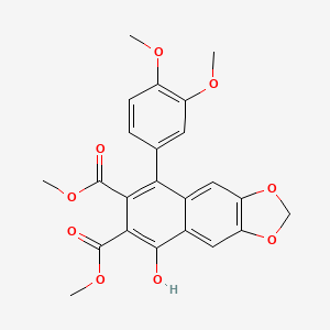 molecular formula C23H20O9 B13999954 1-(3,4-Dimethoxyphenyl)-2,3-bis(methoxycarbonyl)-4-hydroxy-6,7-methylenedioxynaphthalene CAS No. 74879-21-3