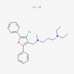 molecular formula C25H32Cl2N2O B14000009 N-[(4-chloro-2,5-diphenyl-3-furyl)methyl]-n,n-diethyl-n-methyl-propane-1,3-diamine CAS No. 5442-85-3