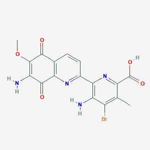 molecular formula C17H13BrN4O5 B14000034 5-Amino-6-(7-amino-6-methoxy-5,8-dioxoquinolin-2-yl)-4-bromo-3-methylpyridine-2-carboxylic acid CAS No. 64463-45-2