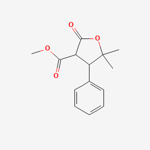 molecular formula C14H16O4 B14000126 Methyl 5,5-dimethyl-2-oxo-4-phenyloxolane-3-carboxylate CAS No. 21864-05-1