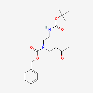 molecular formula C19H28N2O5 B14000375 Phenylmethyl N-[2-[[(1,1-dimethylethoxy)carbonyl]amino]ethyl]-N-(3-oxobutyl)carbamate CAS No. 1030377-23-1