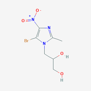 molecular formula C7H10BrN3O4 B14000581 3-(5-Bromo-2-methyl-4-nitro-1H-imidazol-1-yl)propane-1,2-diol CAS No. 21431-57-2