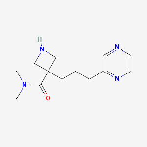 molecular formula C13H20N4O B1400125 3-(3-吡嗪-2-基-丙基)-氮杂环-3-羧酸二甲胺 CAS No. 1361112-34-6