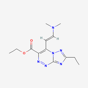 molecular formula C13H18N6O2 B1400131 4-[(E)-2-(二甲氨基)乙烯基]-7-乙基[1,2,4]三唑并[5,1-c][1,2,4]三嗪-3-羧酸乙酯 CAS No. 1374510-96-9