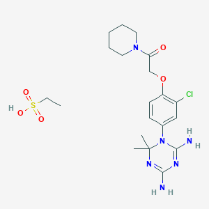 2-[2-Chloro-4-(4,6-diamino-2,2-dimethyl-1,3,5-triazin-1-yl)phenoxy]-1-piperidin-1-ylethanone;ethanesulfonic acid