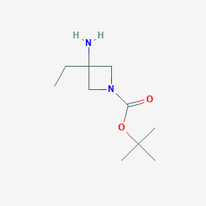 molecular formula C10H20N2O2 B1400154 叔丁基 3-氨基-3-乙基氮杂环丁烷-1-羧酸酯 CAS No. 1158758-79-2