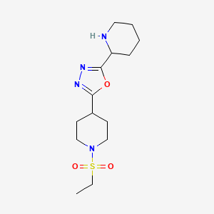 molecular formula C14H24N4O3S B1400158 1-乙磺酰基-4-(5-哌啶-2-基-[1,3,4]恶二唑-2-基)-哌啶 CAS No. 1361112-54-0