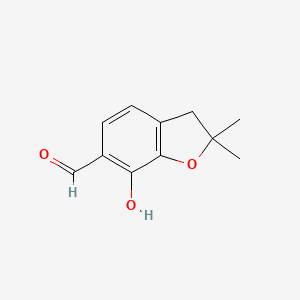 molecular formula C11H12O3 B1400173 7-Hydroxy-2,2-dimethyl-2,3-dihydro-1-benzofuran-6-carbaldehyde CAS No. 1493360-10-3