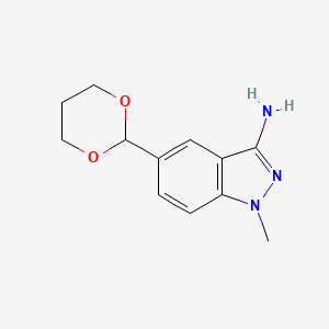 molecular formula C12H15N3O2 B1400195 5-(1,3-二氧六环-2-基)-1-甲基-1H-吲唑-3-胺 CAS No. 1373350-39-0
