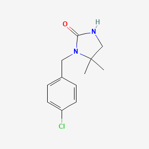 molecular formula C12H15ClN2O B1400198 1-[(4-氯苯基)甲基]-5,5-二甲基咪唑烷-2-酮 CAS No. 1379527-02-2